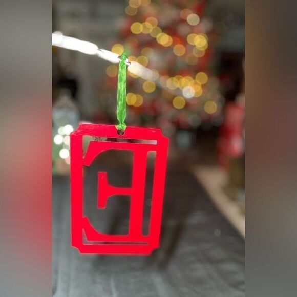 🔥❤️🔥 NEW “E” Red Enamel Ornaments Excellent Gift Tag NWOT Monogram Initial - Picture 4 of 4